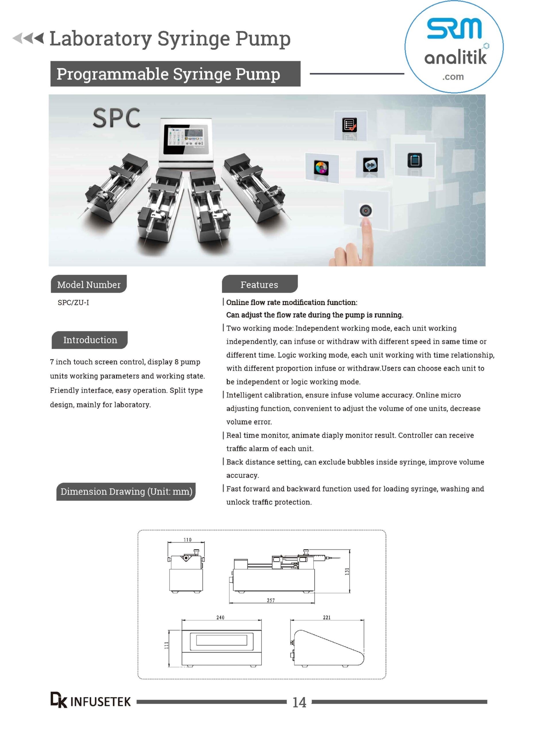 DK INFUSETEK ŞIRINGA POMPA SYRINGE PUMP www.srmanalitik.com ISPLab01 ASD