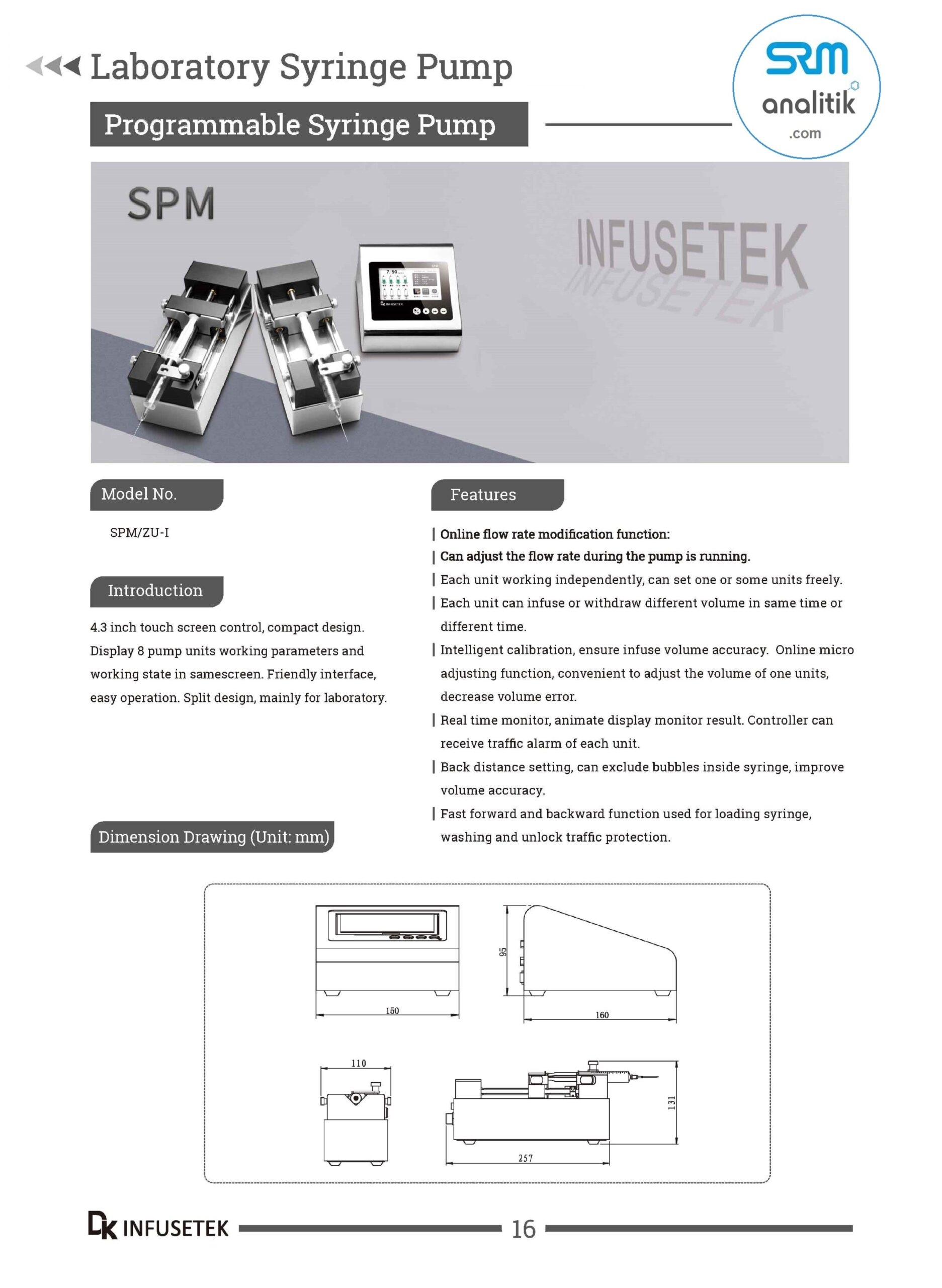 DK INFUSETEK ŞIRINGA POMPA SYRINGE PUMP www.srmanalitik.com ISPLab01 ASD